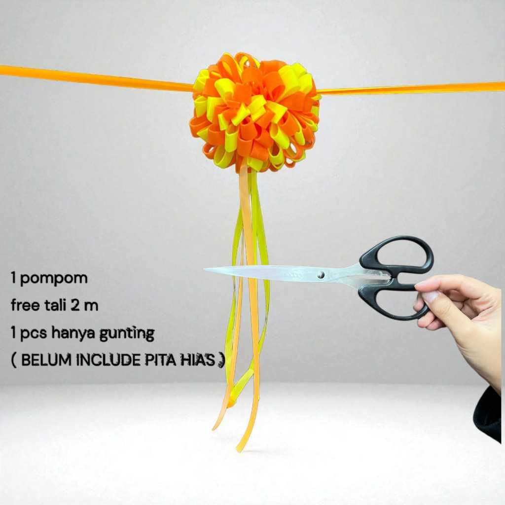 

Pita peresmian gunting pita opening pita satin Tille merah set gunting pita grand opening set lengkap gunting peresmian pom pom siap pakai