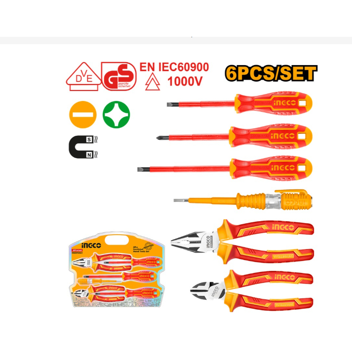 HAND TOOL SET INSULATED 6PCS INGCO HKIST306