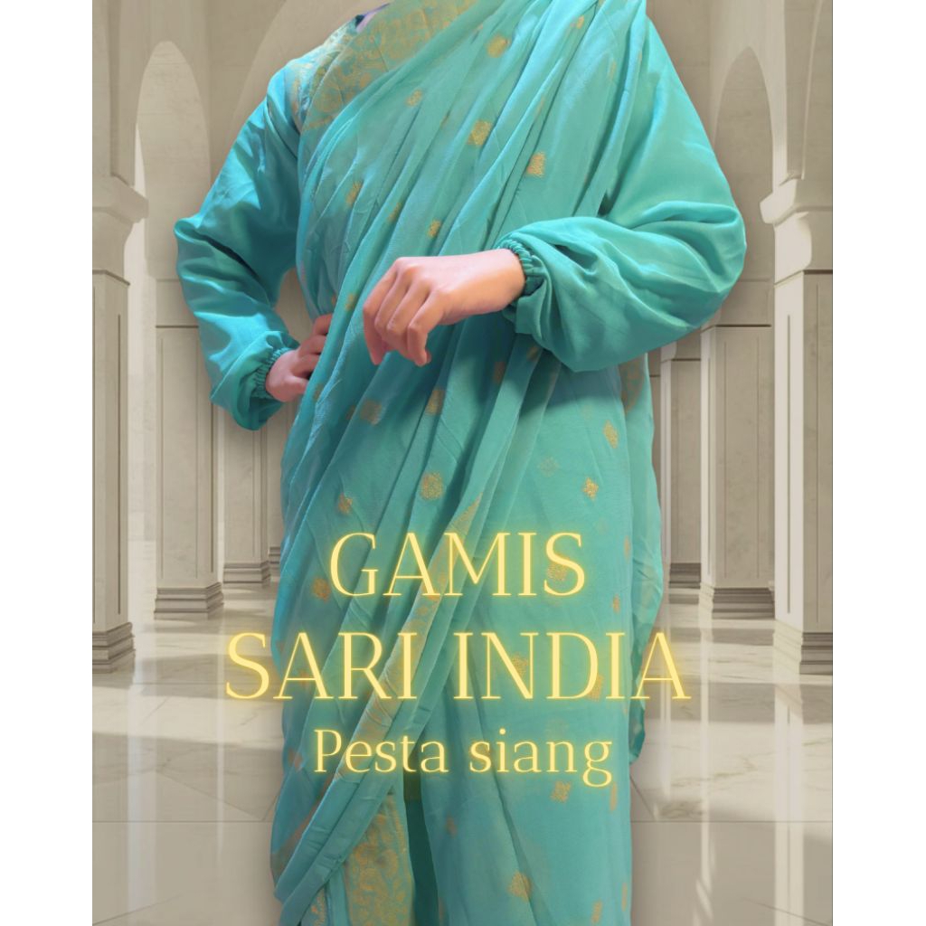 Gamis sari India Premium - Set hijab / dupata LD 120 - Elegant dan mewah.