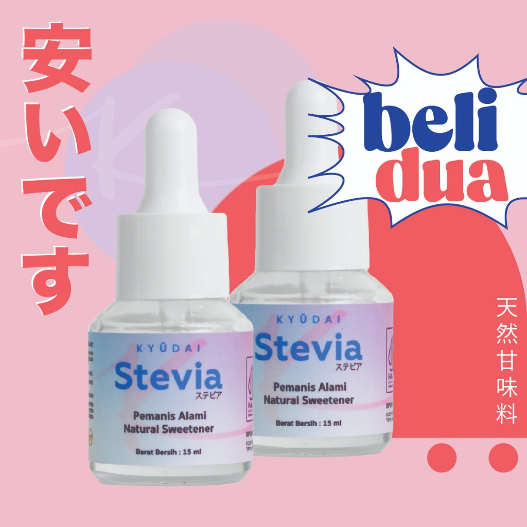 

Paket Double Kyudai Stevia Liquid Pemanis Alami 15ml – Zero Calorie Sweetener BPOM Dan HALAL