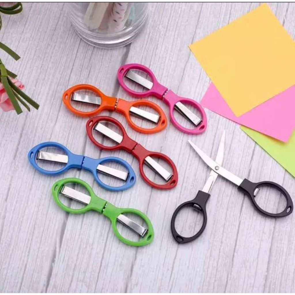 

(SS) Gunting Mini Lipat Model Kacamata Gunting Lipat Portable Stainless Steel Gunting Travel Folding Scissors