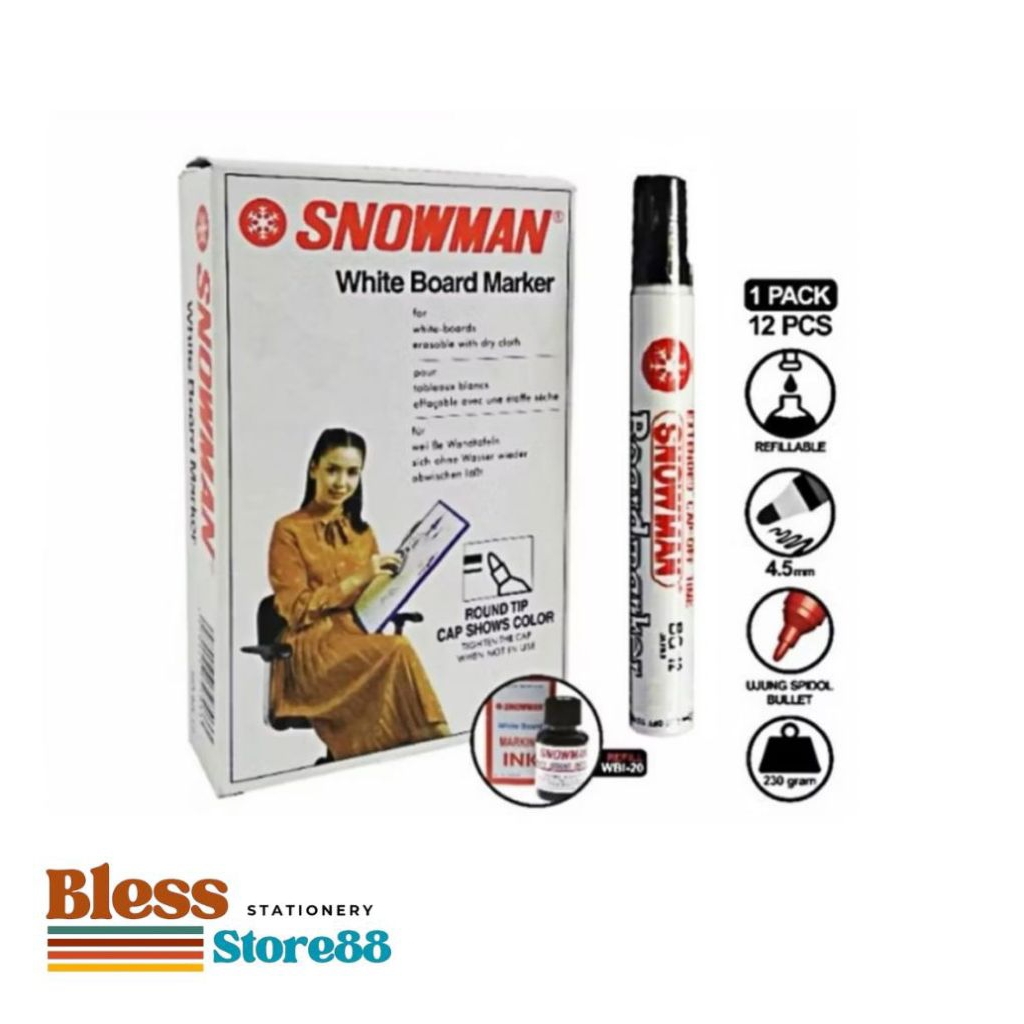 

Spidol Snowman White Board BG-12 isi 12 pcs/ 1 Lusin