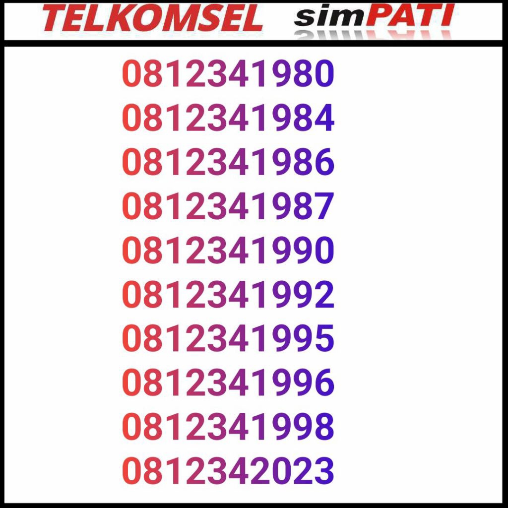nomor cantik Telkomsel simpati 10 digit Tahun