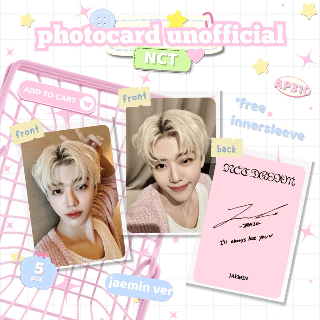 [5PCS] PHOTOCARD JAEMIN NCT DREAM PINK CARDIGAN UNOFFICIAL