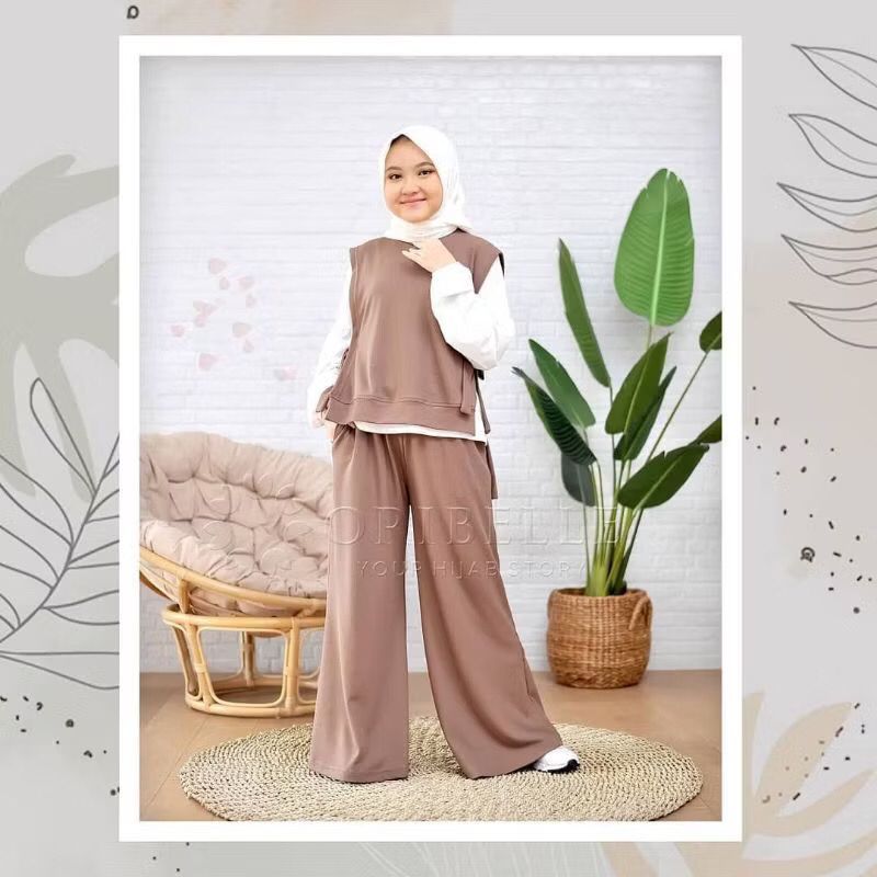 Setelan Anak Perempuan Usia 10-15 Tahun Sherina Set Kids Bahan Crinkle Airflow Set Baju Dan Celana