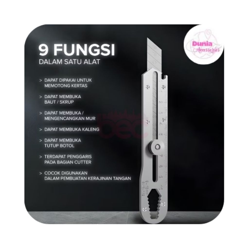 

Pisau Cutter Stainless 9 in 1 Multifungsi Tahan Karat