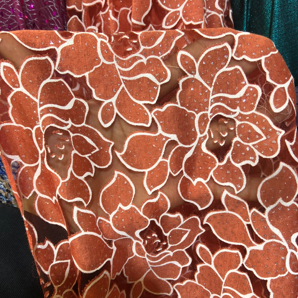 kain organza motif bunga - kain organza motif premium kt