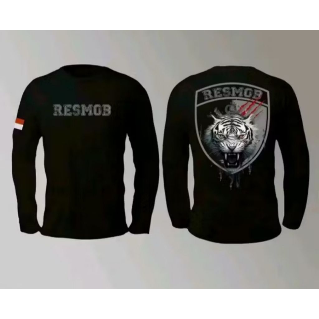 Kaos Lengan Panjang RESMOB Desian Harimau Putih Kaos Distro Unisex