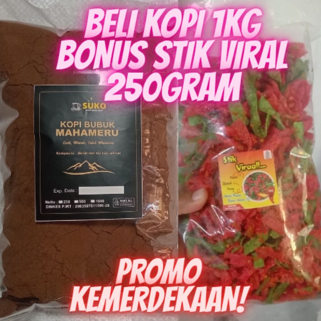 

PROMO KOPI BUBUK MAHAMERU 1KG BONUS STIK VIRAL 250gr