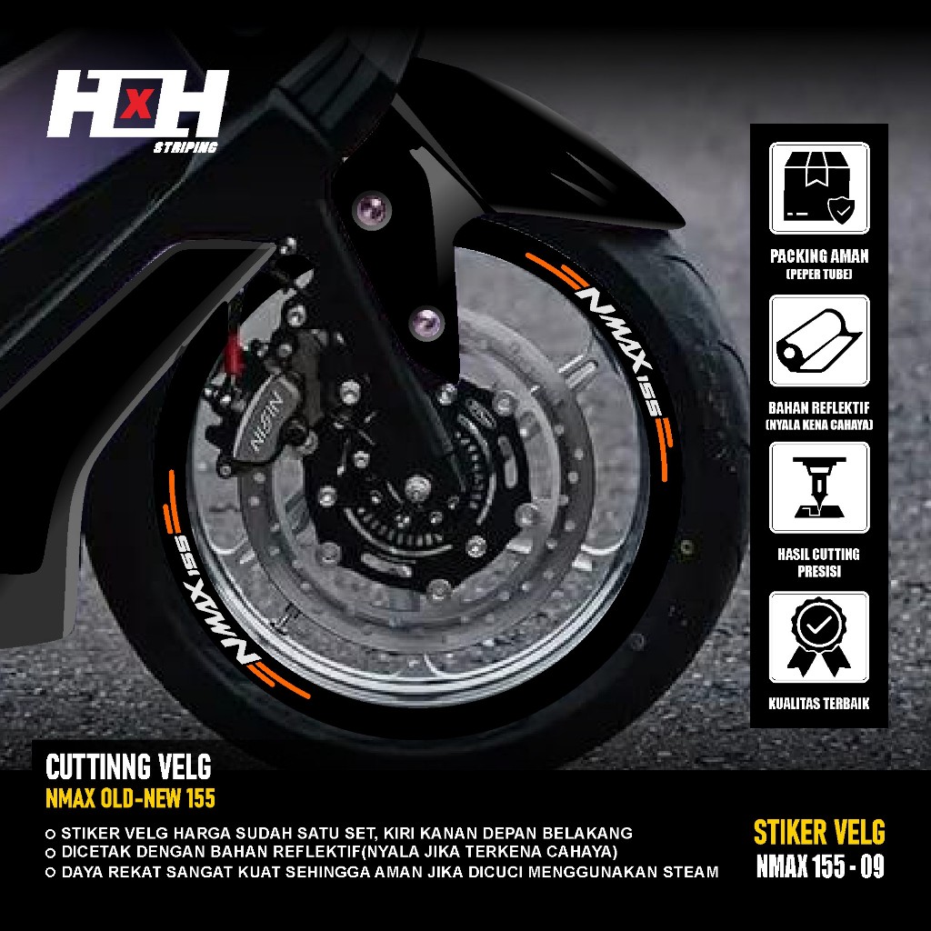(COD) Cutting Sticker Velg yamaha Nmax 155 turbo connected Stiker Lis Variasi Ban velk nyala 09
