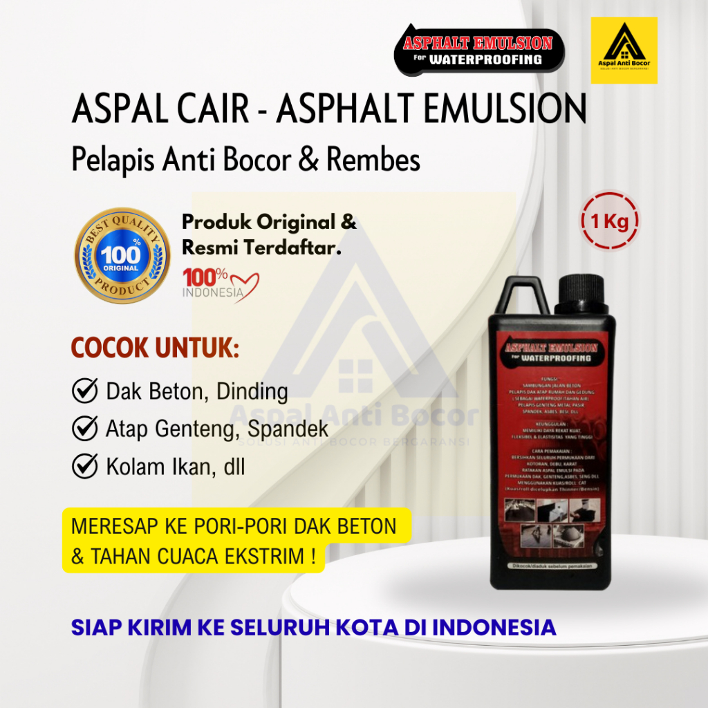 Aspal Cair Anti Bocor 1 Kg Aspal Emulsion Waterproofing Bandung