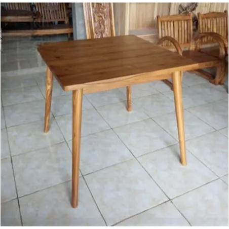 Meja makan cafe tebal 3cm kayu jati ukuran 80x80cm