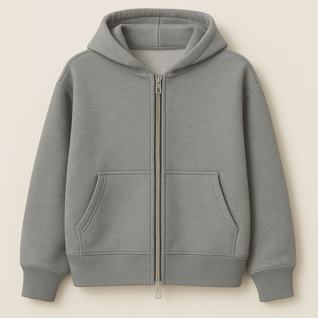 Hoodie Boxy Double Zipper abu Misty / Zipper Boxy Gsm 280-300 / Pria - Wanita