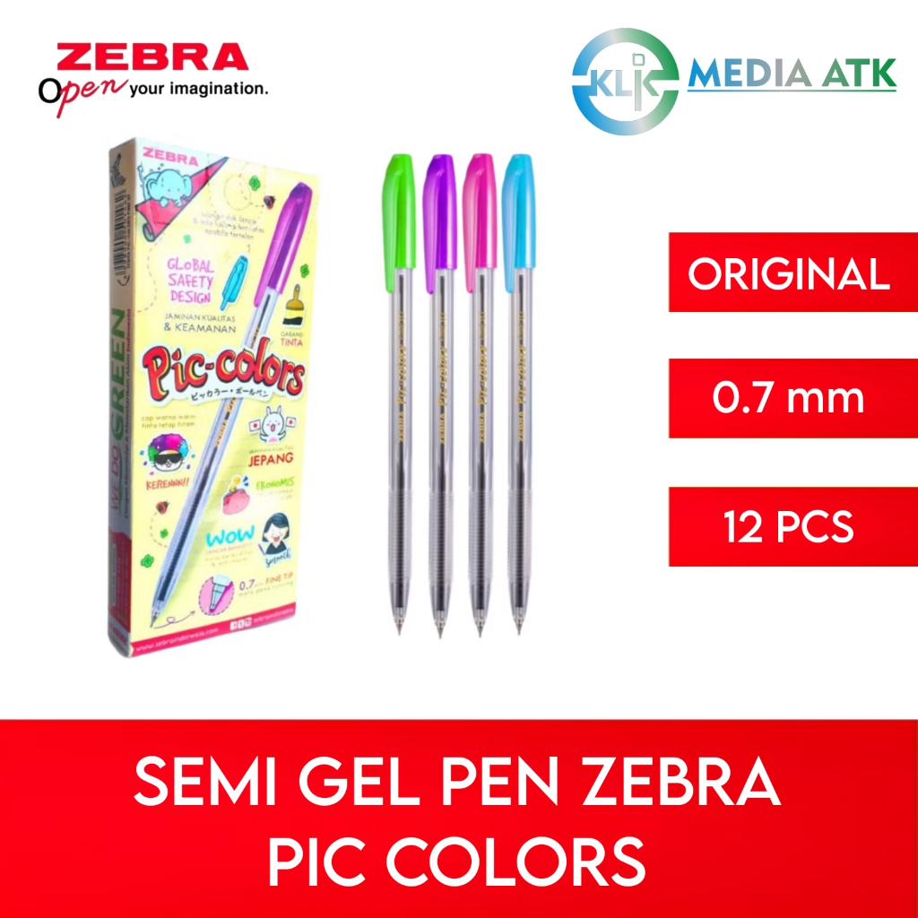 

Pen Zebra Pic Colors Semi Gel - 12 Pcs