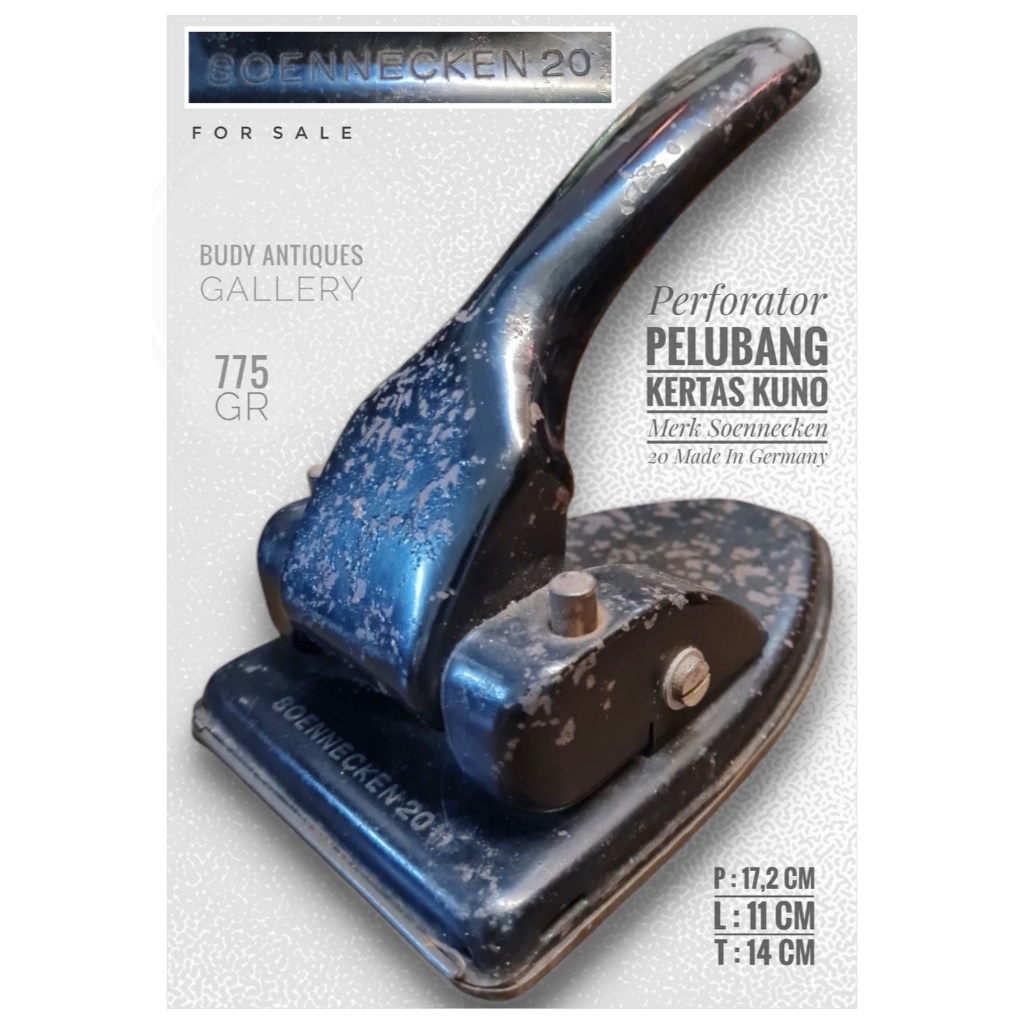 

Perforator Pelubang Kertas Antik Merk Soennecken 20 Buatan Jerman