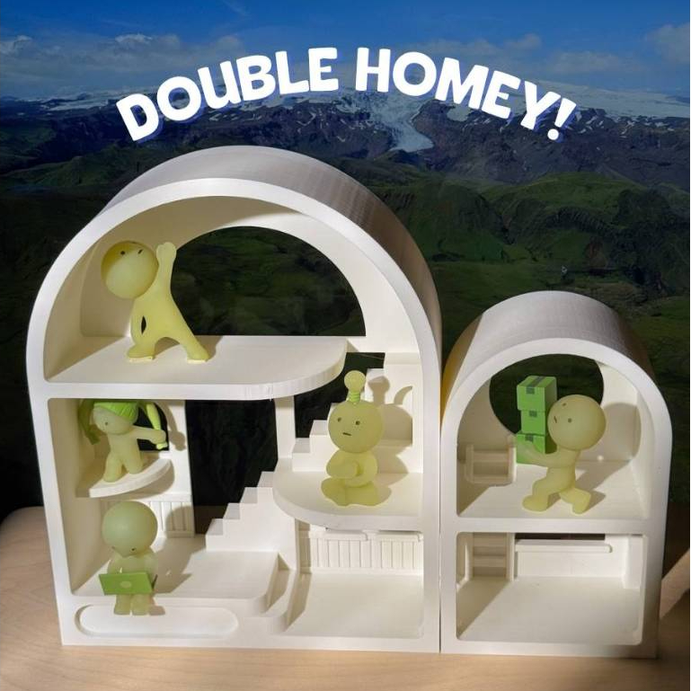DOUBLE HOMEY - Rak Display Miniatur Smisk* House – Display Case Mini Figurine 3D Printed untuk Smisk