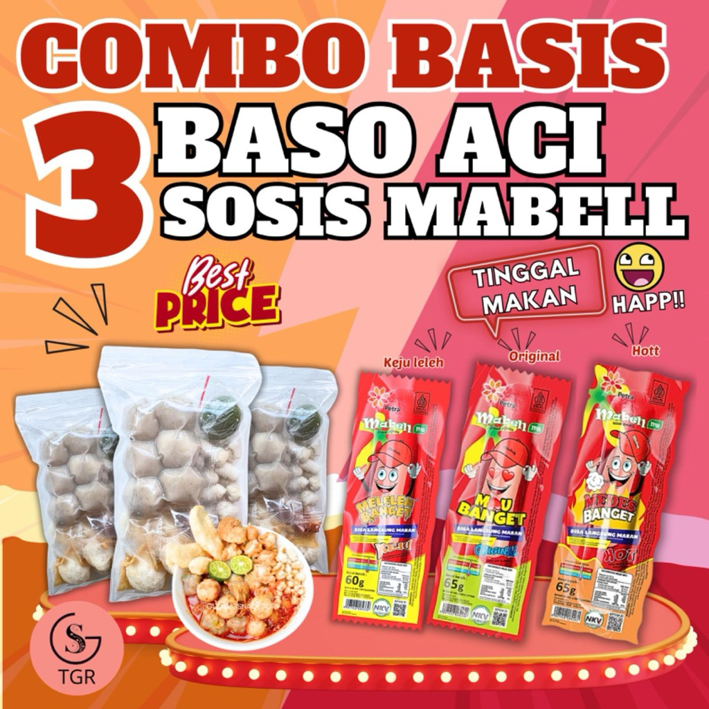 

[ COMBO BASIS II ] 3 BUNGKUS BASO ACI ORI MIX 3 SOSIS MABELL VARIAN RASA ORI,HOTT,KEJU MAKANAN INSTAN SOSIS SAPI TINGGAL MAKAN