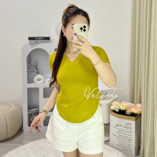 Kaos Vneck Oval Wanita / Tshirt V neck Polos wanita / Kaos Polos wanita 4457