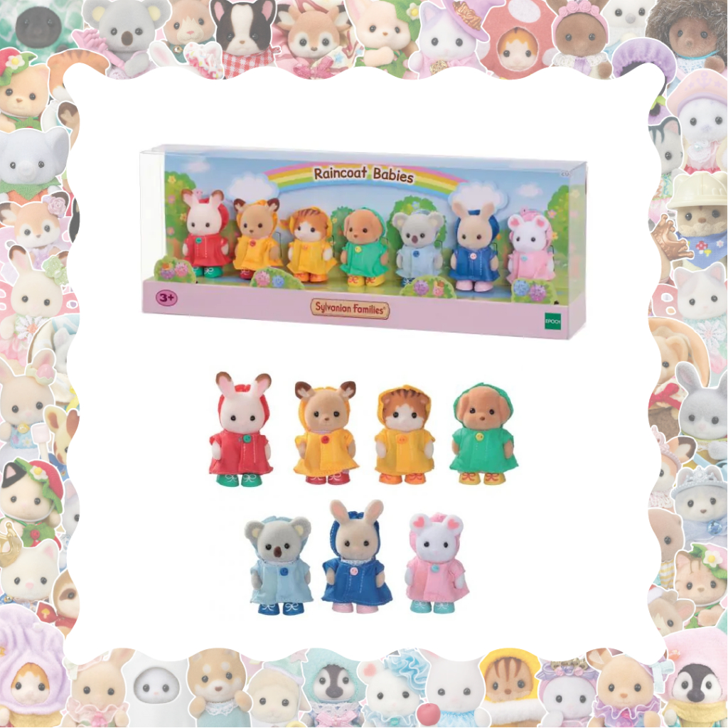 [Ready] Sylvanian Families Raincoat Babies Set Series - Open Sharing Baby Choco Rabbit Red Deer Mapl
