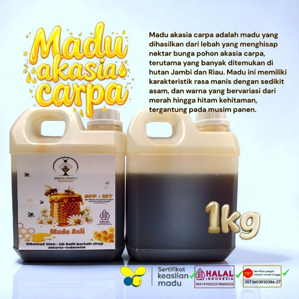 

madu akasia carpa isi 1kg asli tanpa campuran