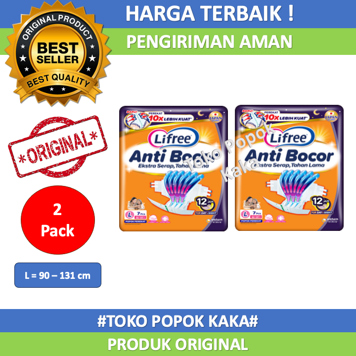 Lifree Popok Perekat Dewasa / Lifree Popok Dewasa Perekat Ukuran M8/L7/XL6 Per 2 Pack