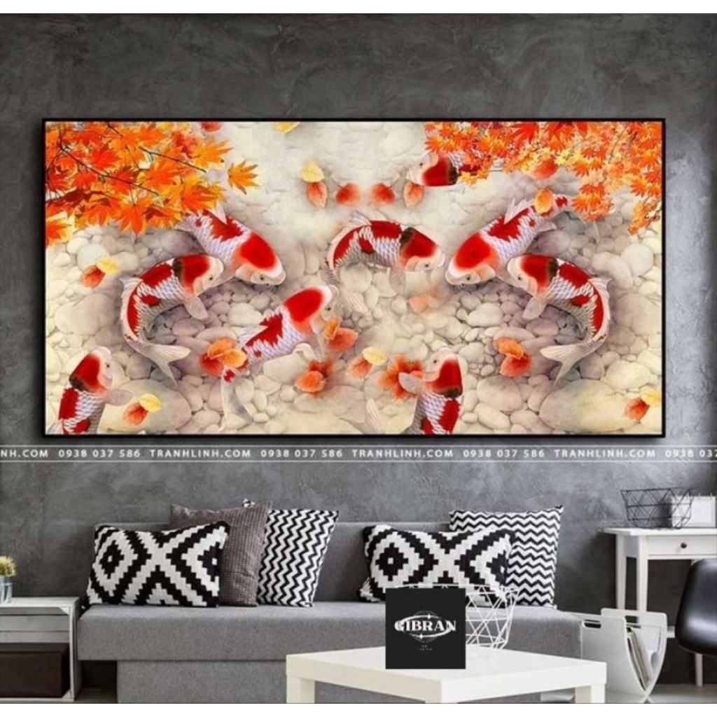 lukisan ikan koi 9 modern landscape.