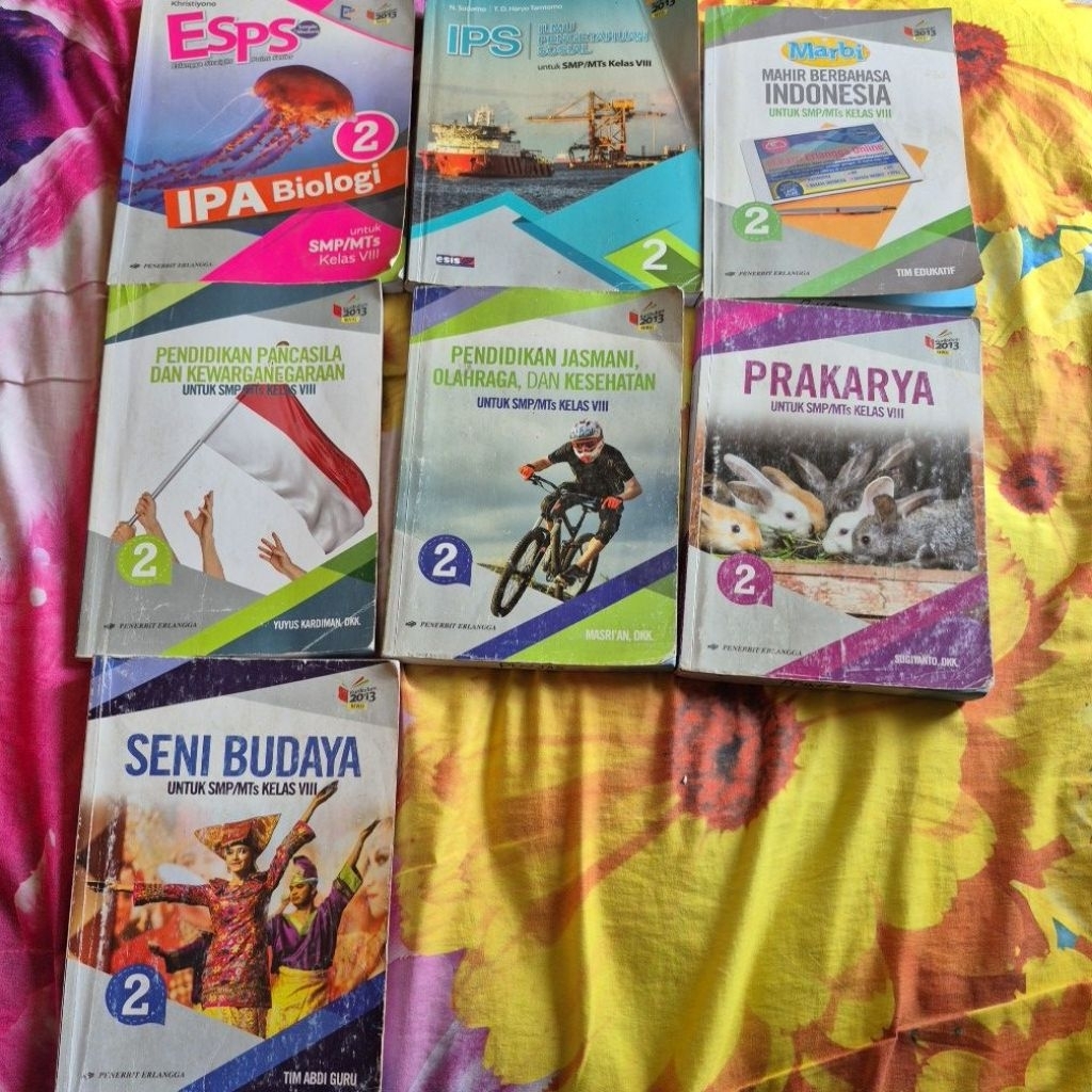 Buku IPA,IPS,B.INDONESIA,PPKN,PJOK,PRAKARYA,SENI BUDAYA Kelas 2/ VIII Erlangga