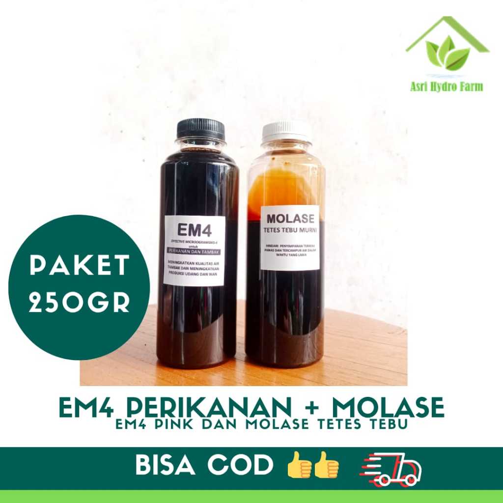 PAKET 250ML EM4 PERIKANAN + 250GRAM MOLASE paket em4 perikanan tambak dan molase