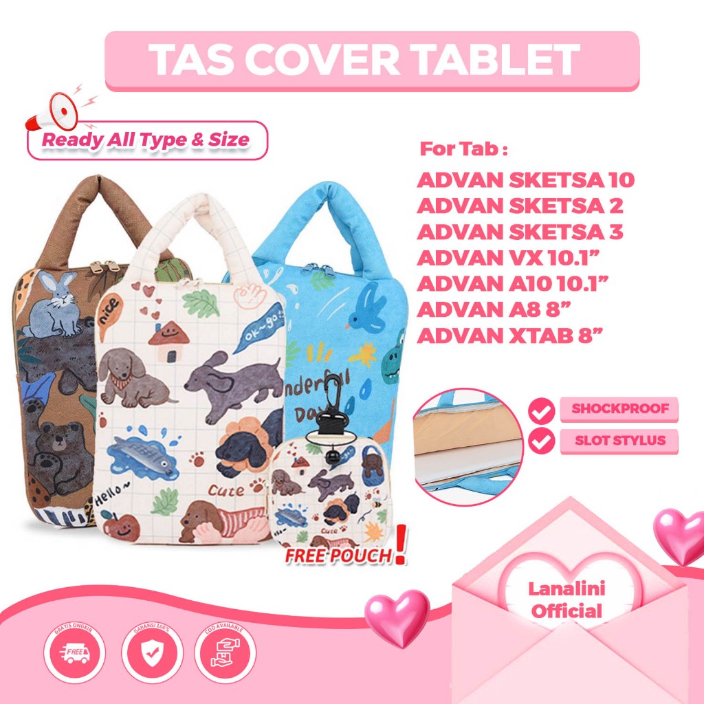 Tas Tablet Jinjing Advan Sketsa 10 2 3 2023 VX Neo Lite Xtab X7 A10 A8 8 10.1 10 Inch Tab Belajar An