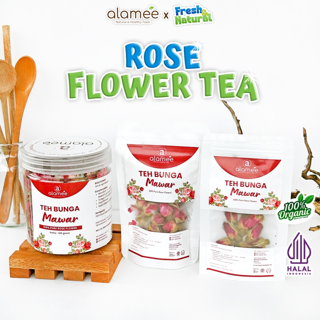 

Teh Bunga Mawar Rose Flower Kemasan Toples Flower Tea Organik Kering Dried Alami fresh and natural