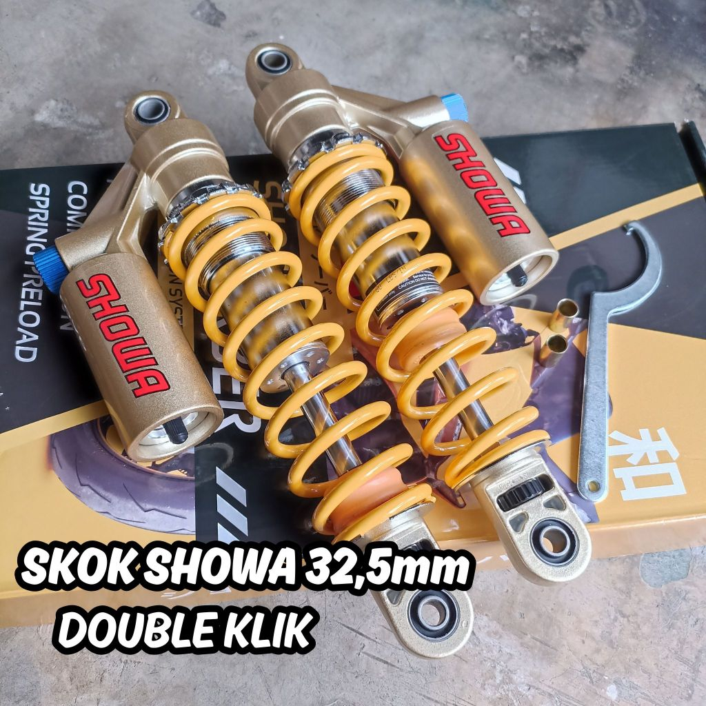 SHOCK SHOWA DOUBLE CLICK YELLOW SKOK SHOWA DOBEL KLIK  KUNING 325MM PNP RX KING CB GL TIGER