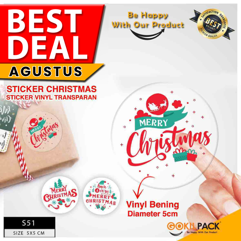 

Sticker Merry Christmas|Vinyl|Segel|Label|Aksesoris|Packaging|S51