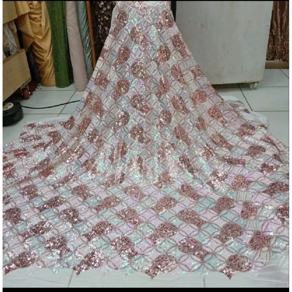 BAHAN/KAIN TILLE STRETCHY ABSTRAK/MOTIF BUNGA ABSTRAK TERBARU