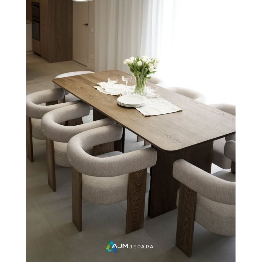 Set meja makan jati model terbaru.meja makan minimalis modern.