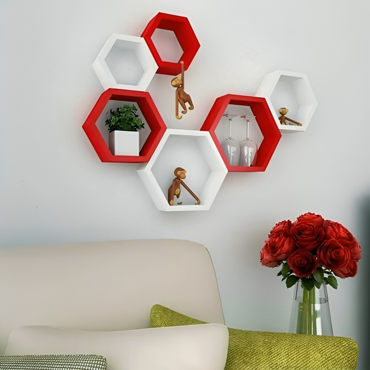 Rak Dinding Hexagonal segi enam