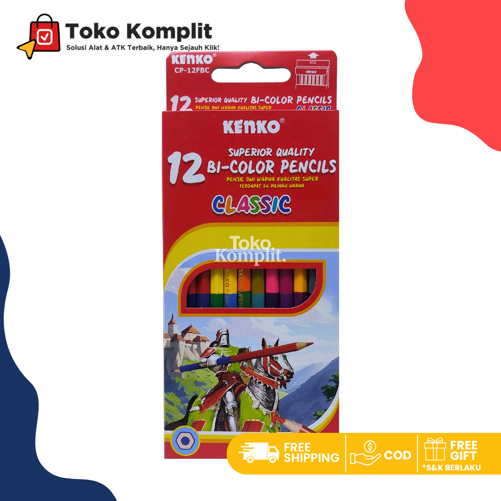 

Komplit - Pensil Warna Kenko 12/18/24 warna Bi-color CP-12FBC/18/24