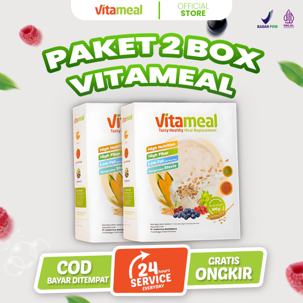 

Vitameal 2 Box Ampuh Menurunkan Gula Darah Sereal Sehat Mencegah Diabetes Kolesterol Hipertensi VITAMIL DIET