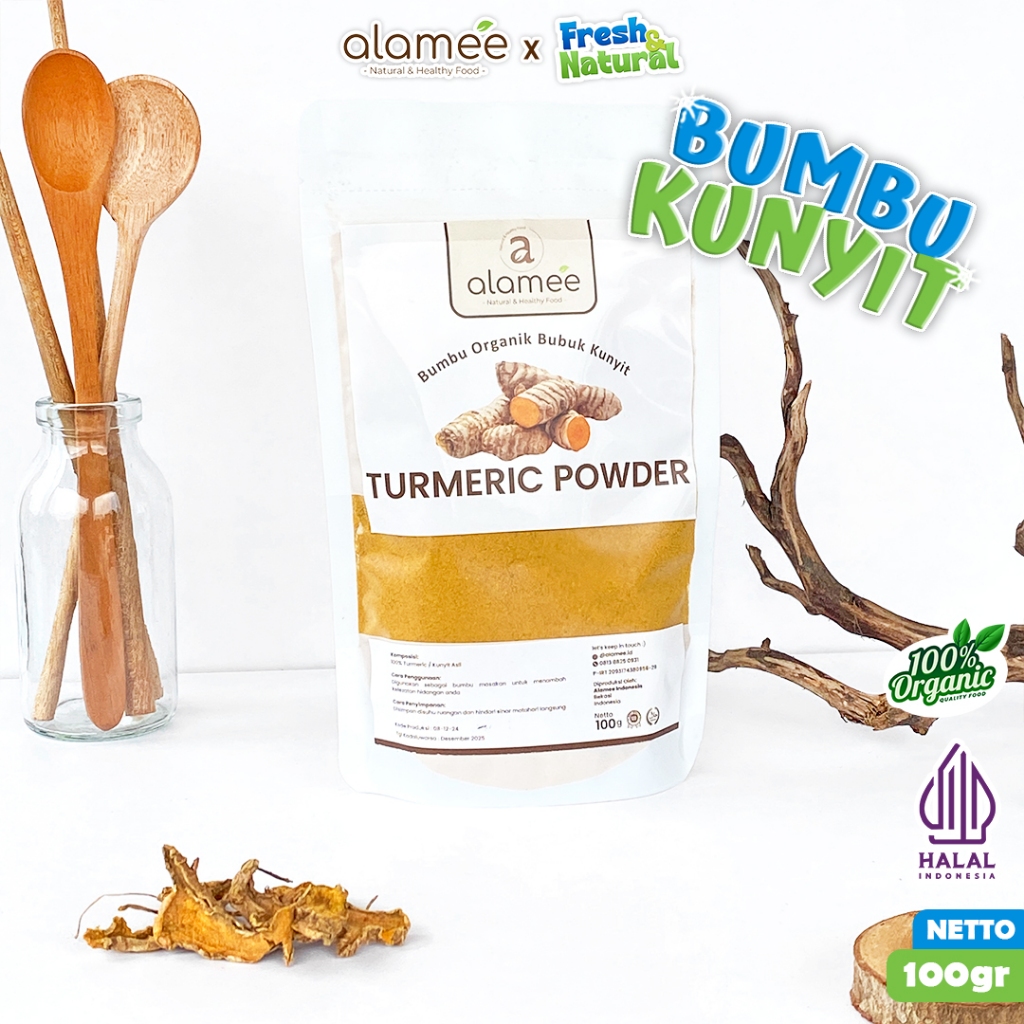 

ALAMEE Kunyit Bubuk Turmeric Powder Ground Bumbu Dapur Instan Organik Murni 100g fresh and natural
