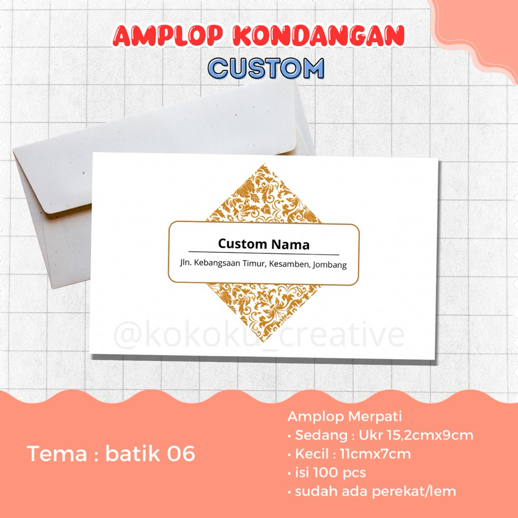 

[100pcs] Amplop Kondangan Custom Nama dan Alamat/ Amplop murah dan sudah ada perekat amplop aesthetic amplop murah