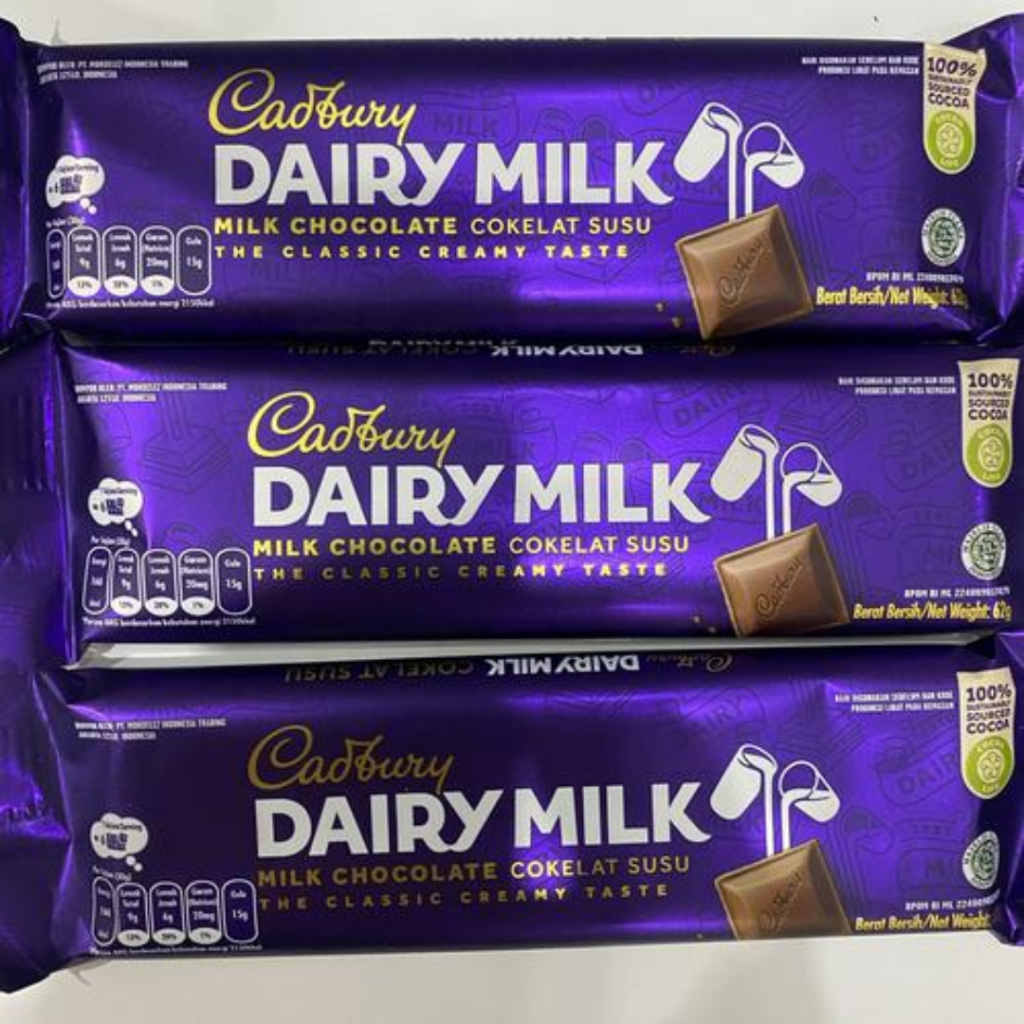 

(62 gr) Cadbury Dairy Milk Chocolate Original Regular | Cokelat Susu