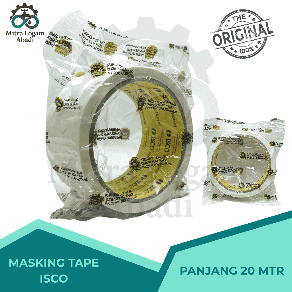 

MASKING TAPE | LAKBAN KERTAS | ISOLASI KERTAS ISCO LEBAR 1INCH, 2 INCH