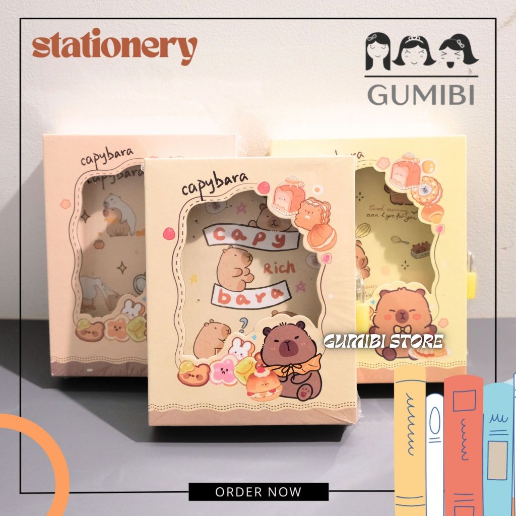 

BUKU GEMBOK CAPYBARA DIARY BOOK BUKU DIARY ANAK MOTIF CAPYBARA KAPIBARA RICH LUCU TERMURAH GUMIBI STORE