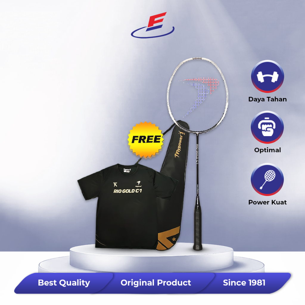 Raket Badminton Flypower Rio Gold C1 (FREE Kaos+Tas) Tanpa Senar- Elvana