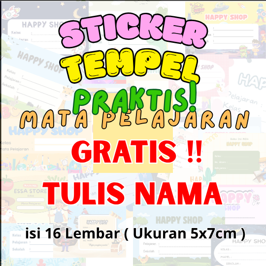 

Stiker Tempel Praktis Mata Pelajaran Sekolah GRATIS ! Tulis NAMA isi 16 Lembar