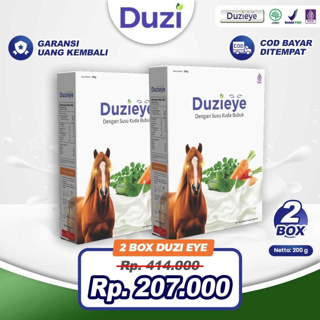 

Duzi Eye - Susu Kuda Lombok Nutrisi Kesehatan Mata Bubuk 200 Gram Paket 2 Box