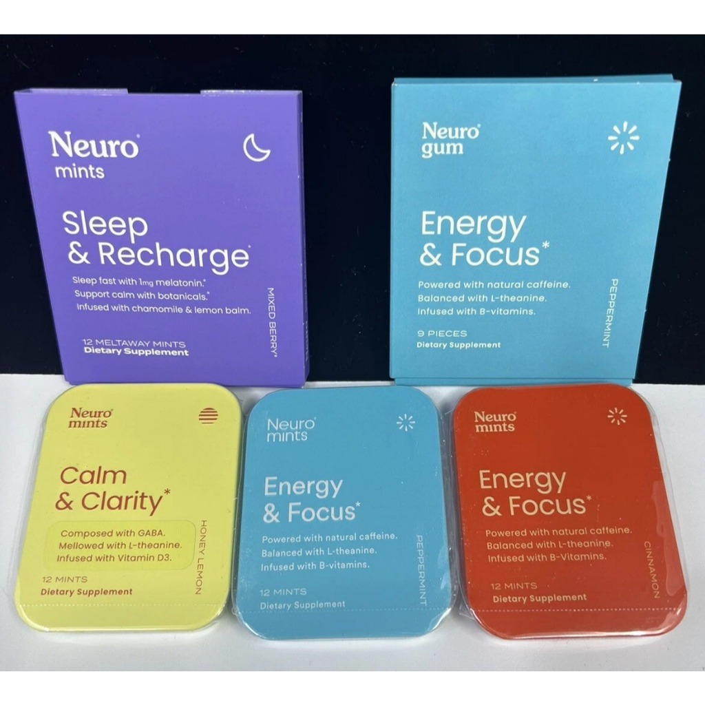 

1 STRIP Neuro Mints Gum Energy & Focus Calm & Clarity Sleep & Recharge Nootropics Choose