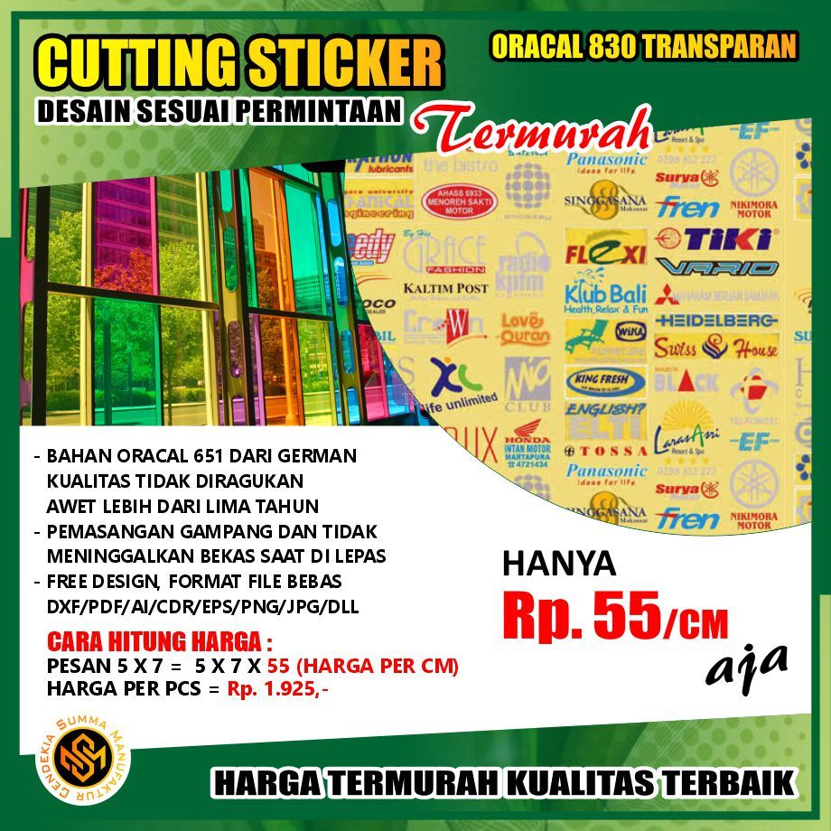 

Cutting Sticker Stiker Cuting Timbul Nama Oracal Transparan