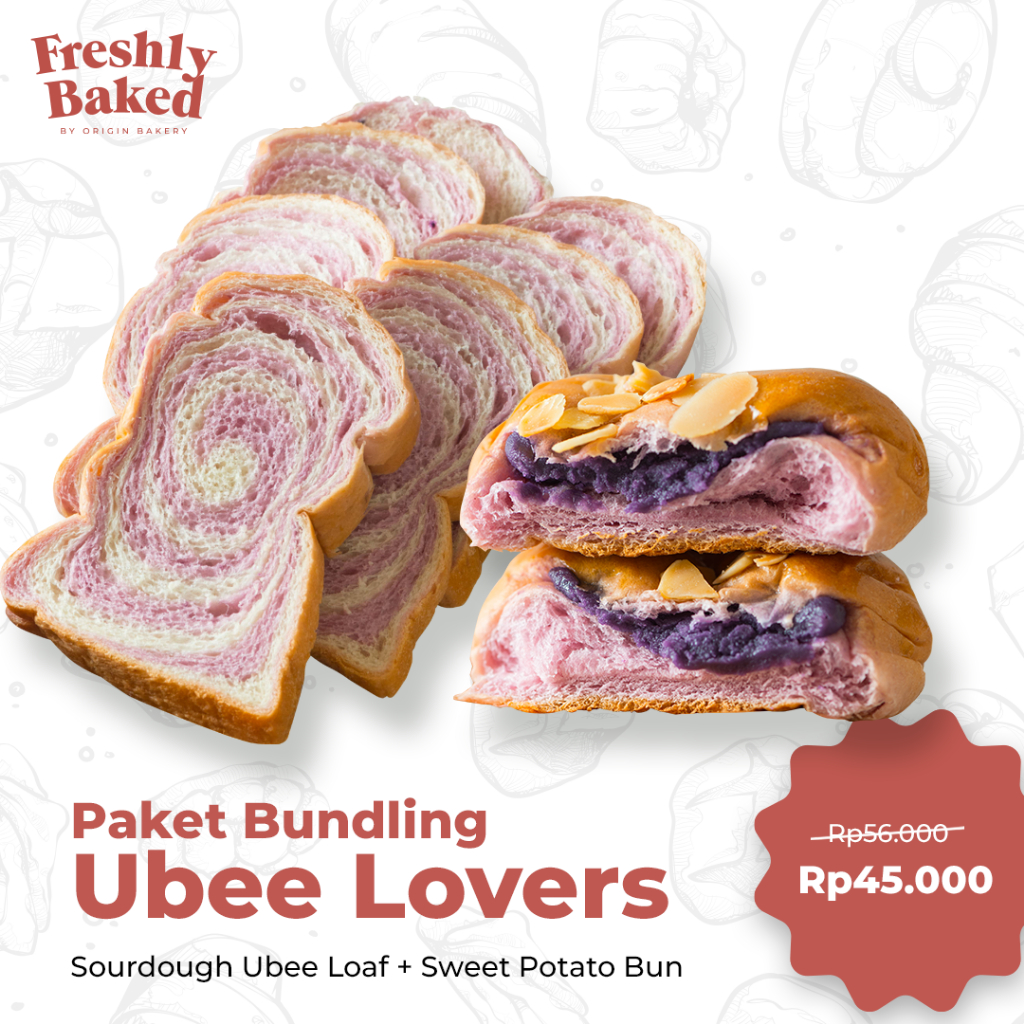 

Special Bundling Ubee Lover Bread - Sourdough Ubee Loaf & Sweet Potato Bun - Paket Hemat Roti Sourdough Ubi Ungu