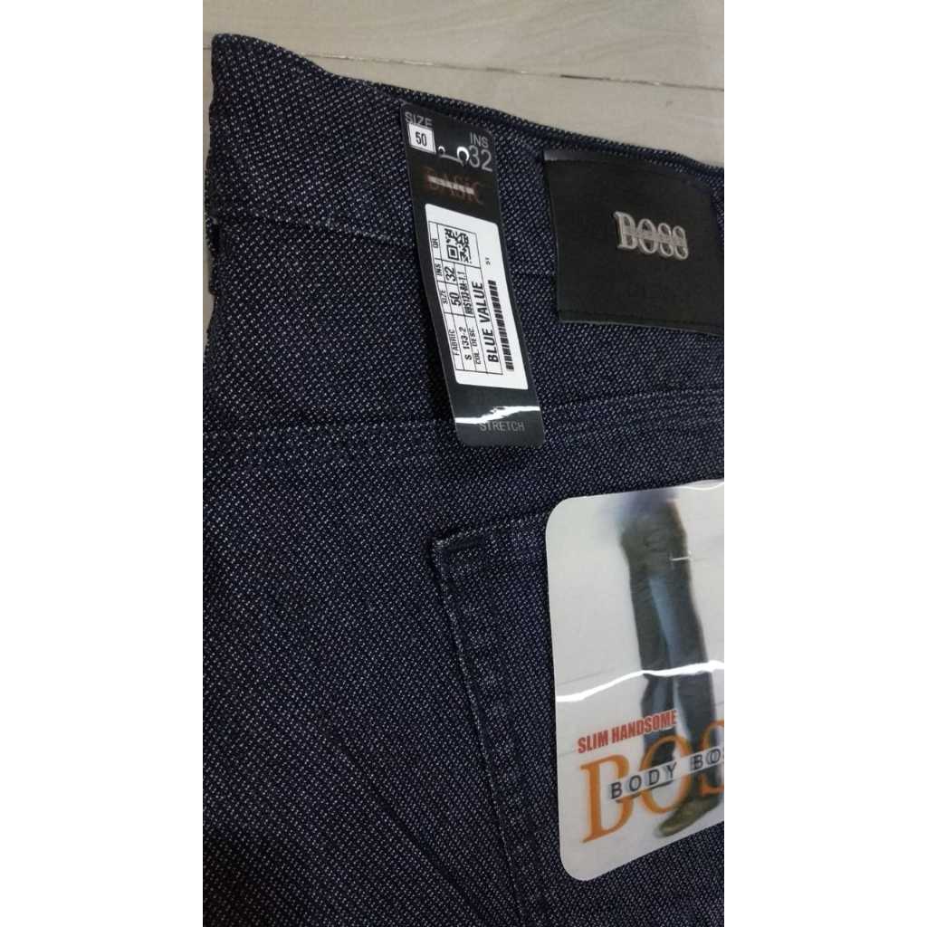 SumberRejekiJeans - BODYBOSS Celana Jeans Panjang Pria Standard Reguler Stretch BLUE MOON