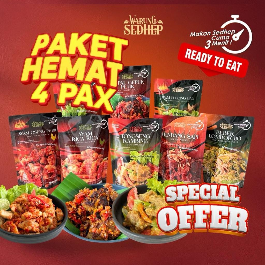 

PAKET HEMAT Warung Sedhep 4 Porsi | Lauk Rumahan Siap Saji | Tanpa Pengawet Tanpa MSG
